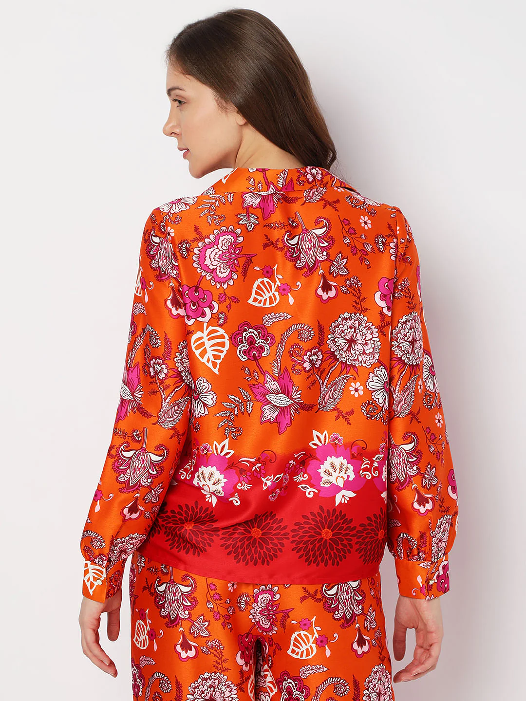 Orange Floral Co-Ord Shirt - Image 4