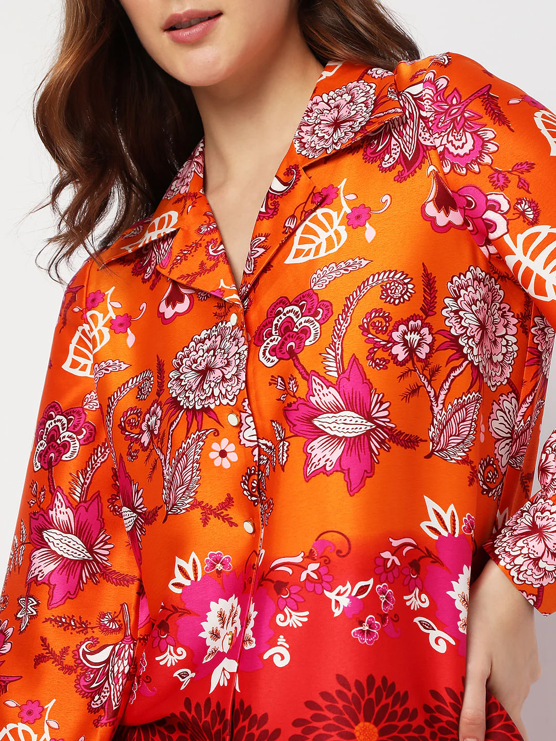 Orange Floral Co-Ord Shirt - Image 6