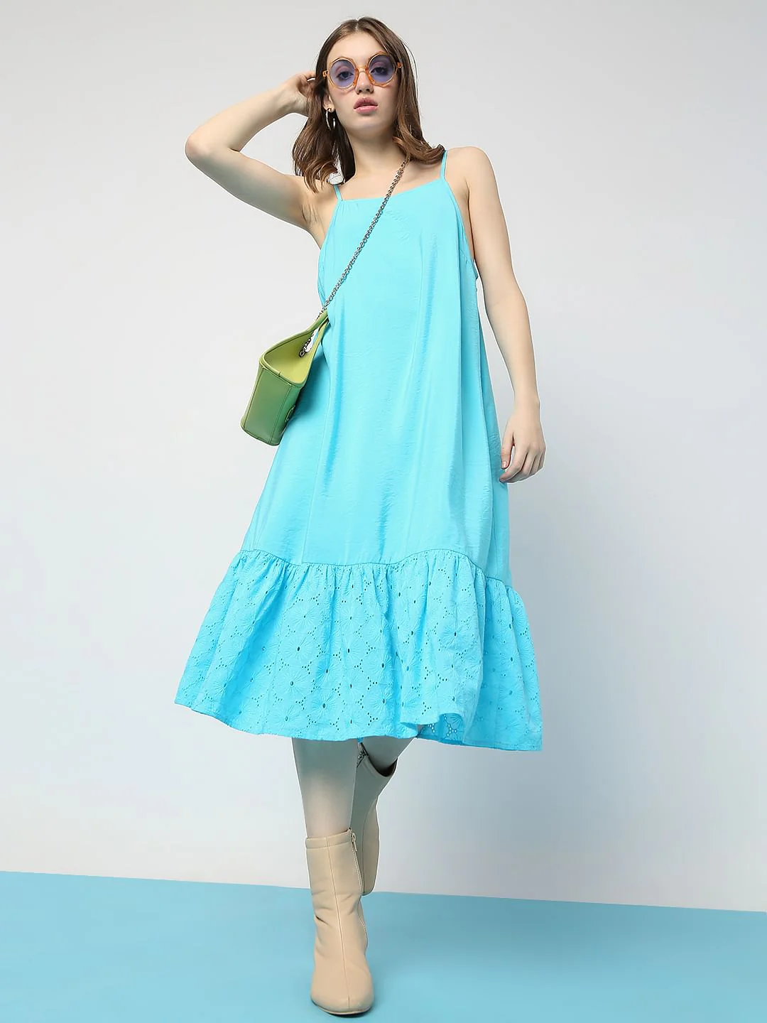 Blue Tiered Midi Dress