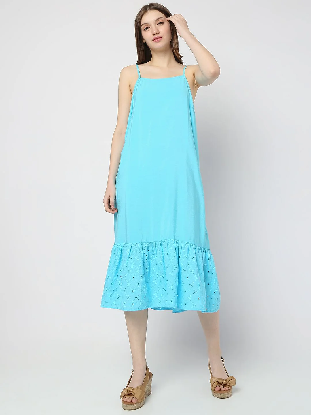 Blue Tiered Midi Dress - Image 2