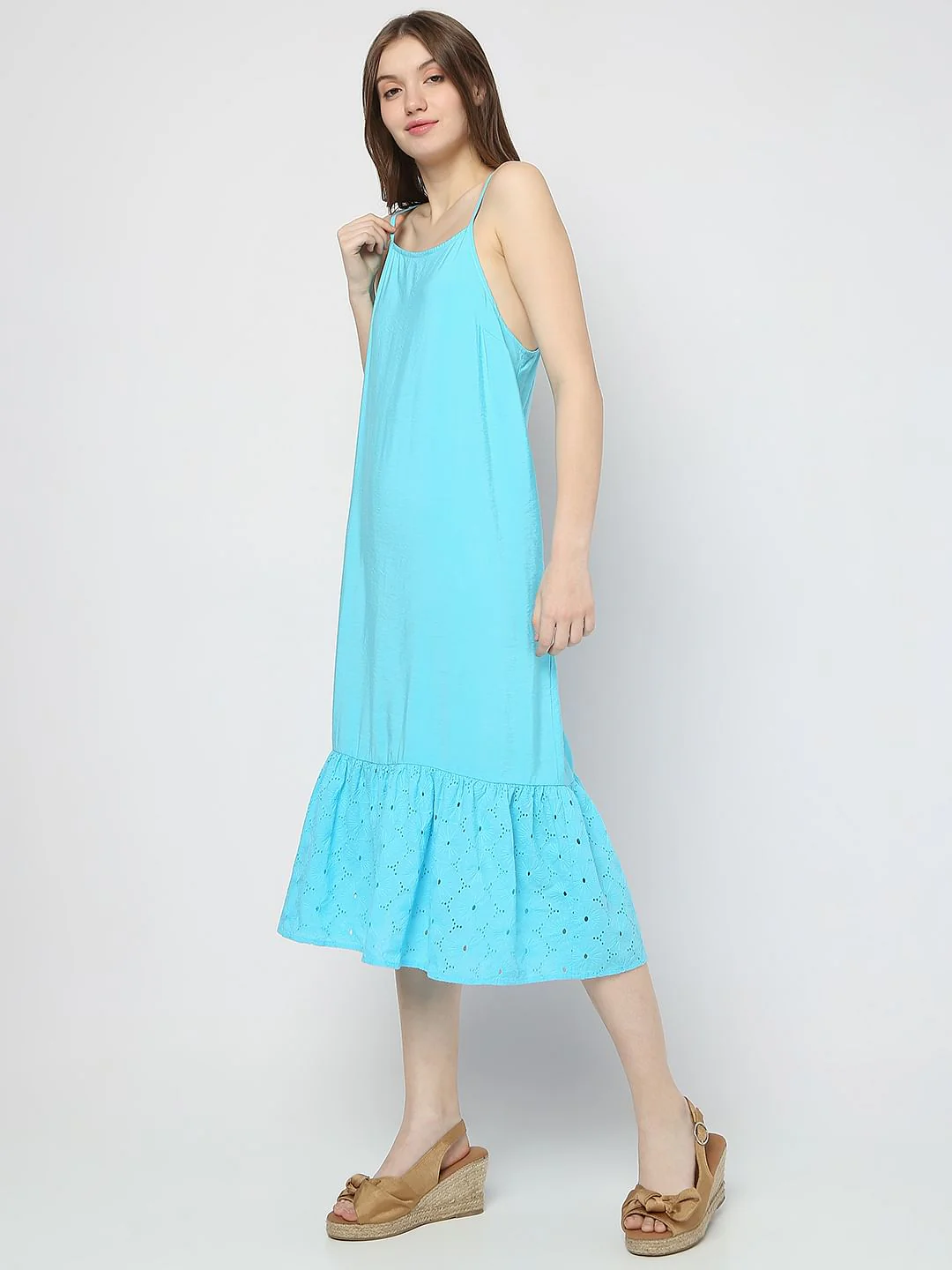 Blue Tiered Midi Dress - Image 3