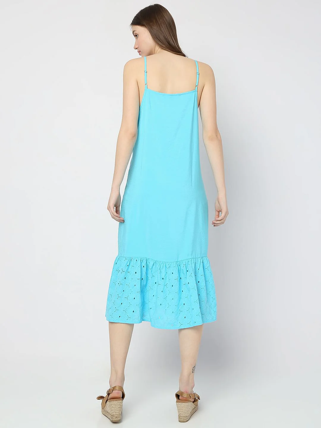 Blue Tiered Midi Dress - Image 4