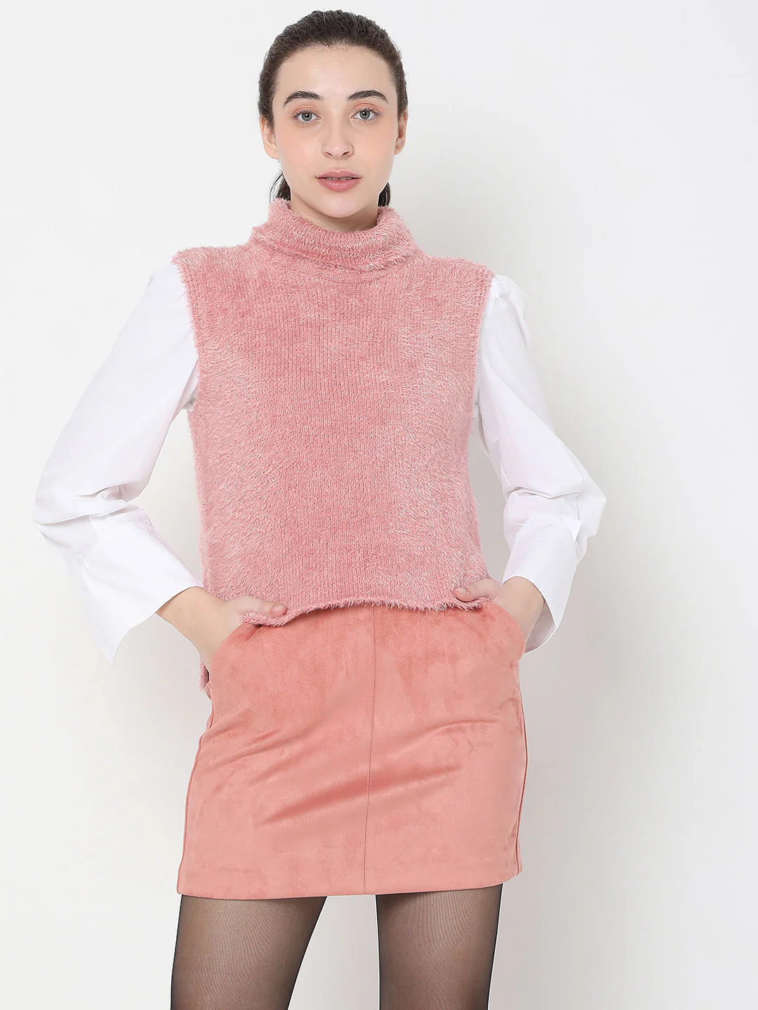 Beige High Neck Top - Image 2