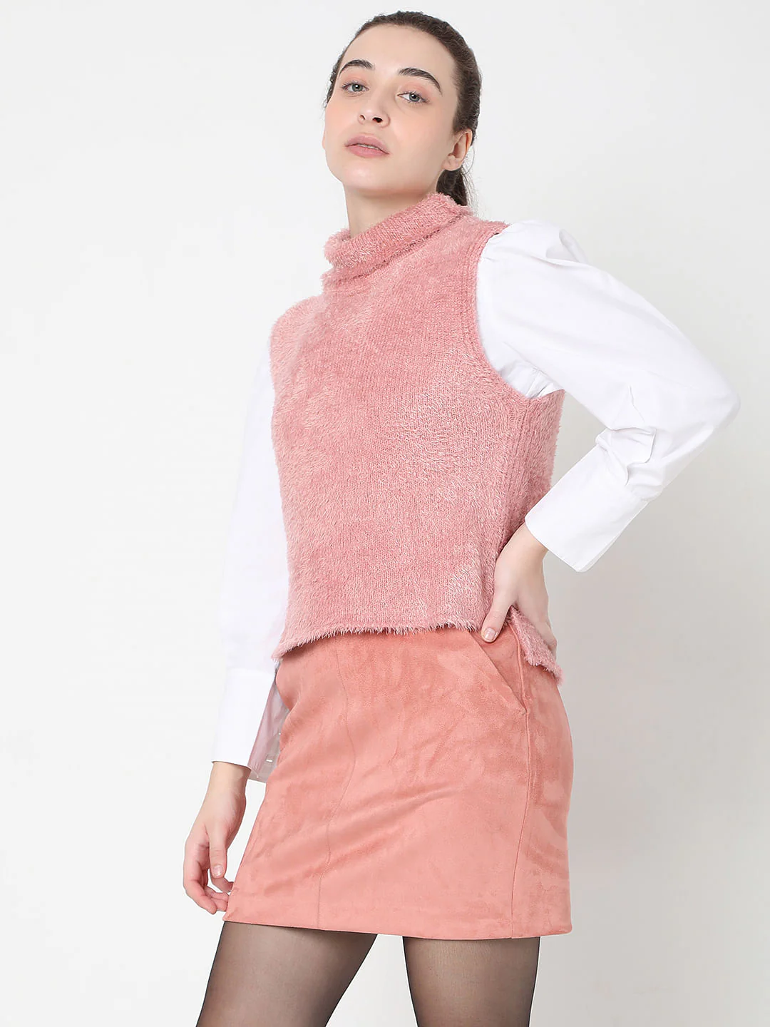 Beige High Neck Top - Image 3