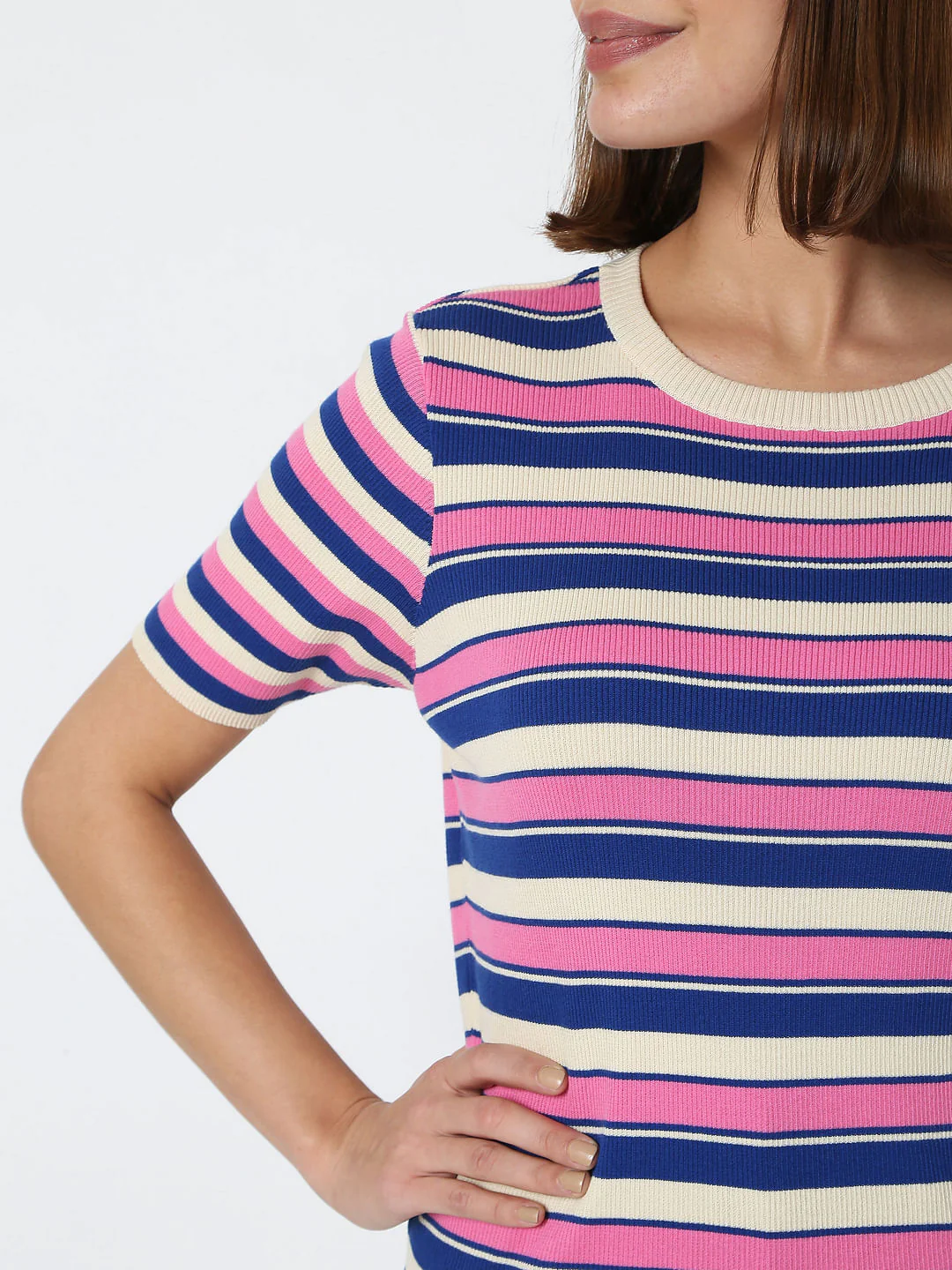 Pink Striped Knit Top - Image 6