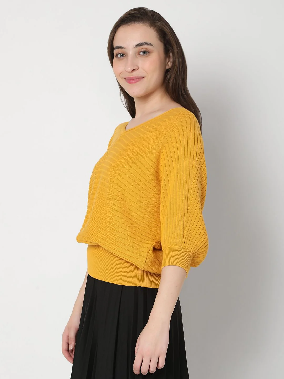 Yellow Dolman Sleeve Knit Top - Image 3