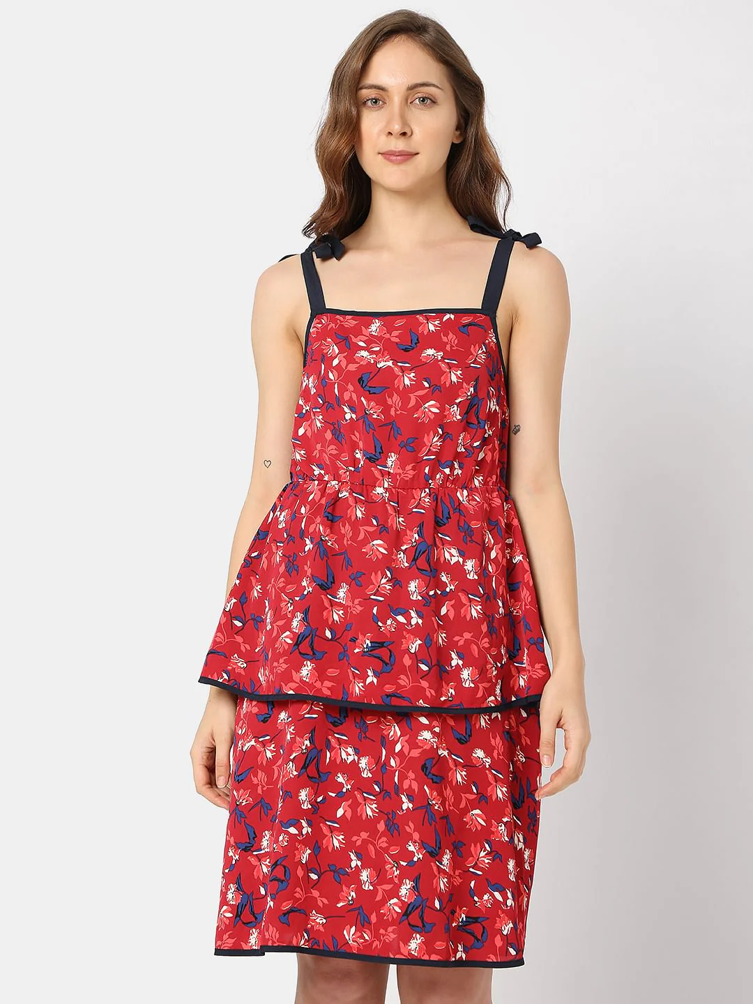 Red Floral Midi Dress - Image 2