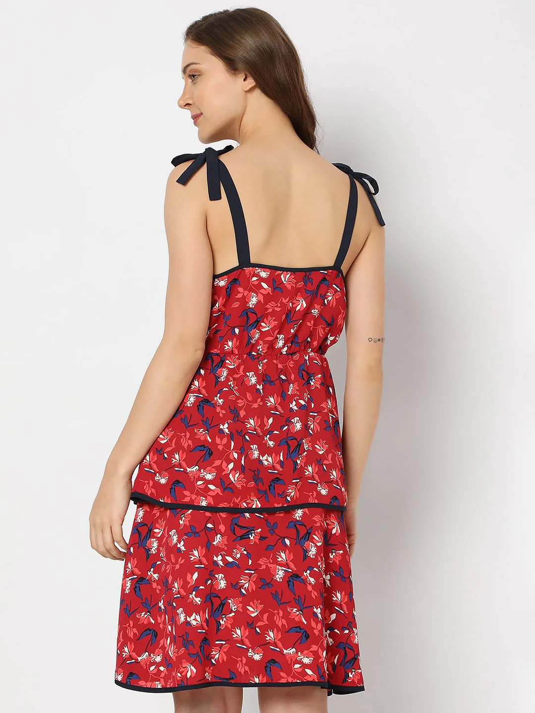 Red Floral Midi Dress - Image 4