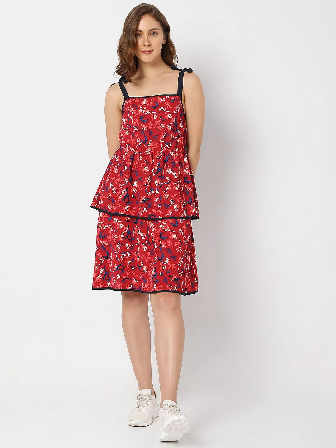 Red Floral Midi Dress - Image 5