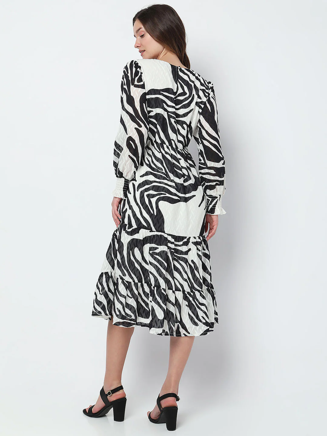 Black Printed Midi Dress - Image 4