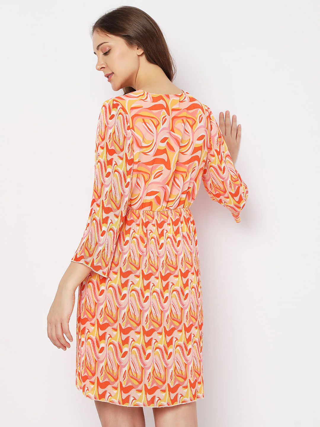Orange Abstract Print Mini Dress - Image 4