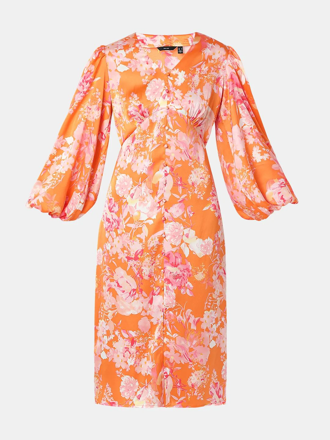Orange Floral Midi Dress - Image 6