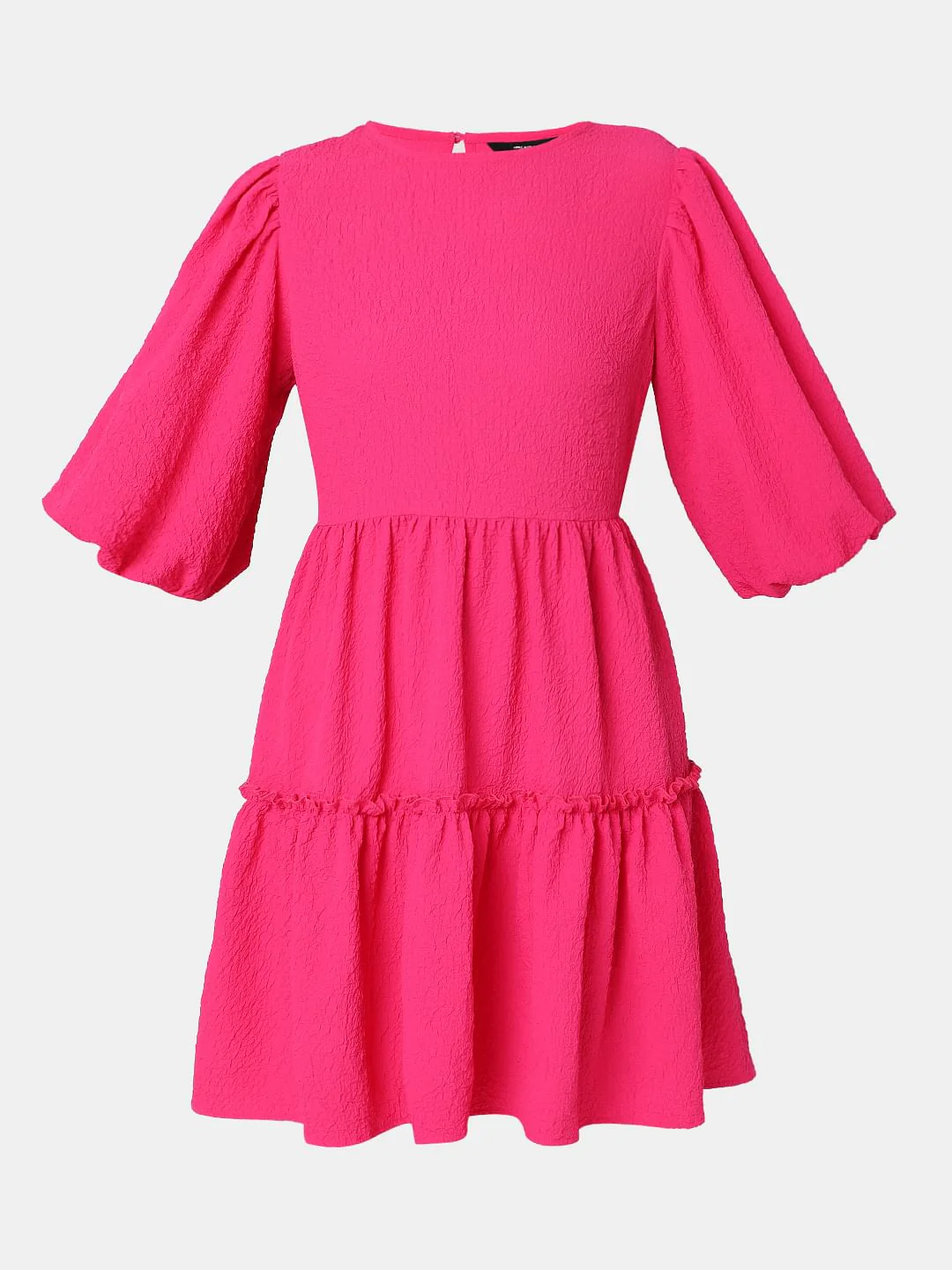 Pink Textured Tiered Dress - Image 7