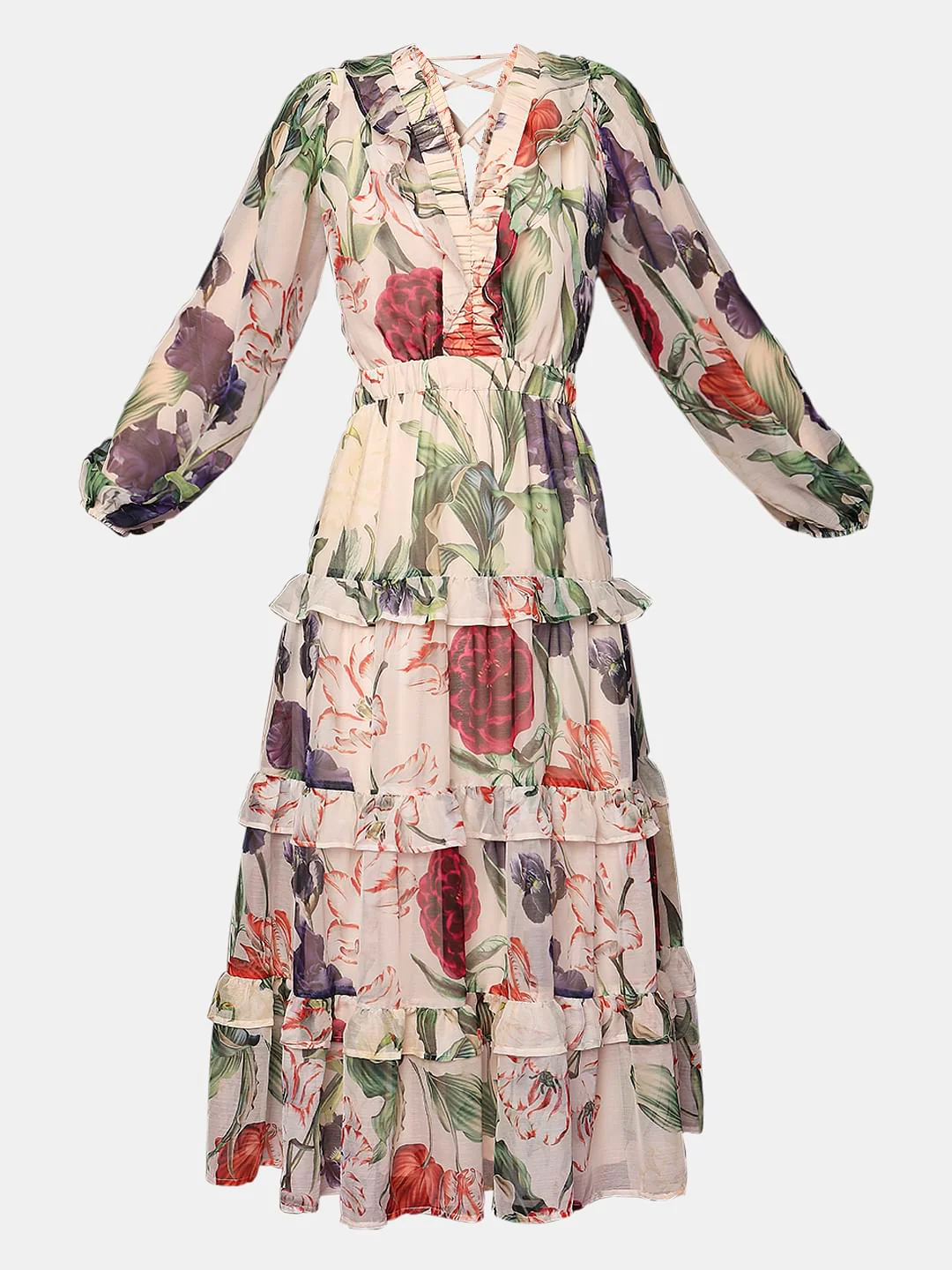 Marquee Beige Floral Print Midi Dress - Image 7