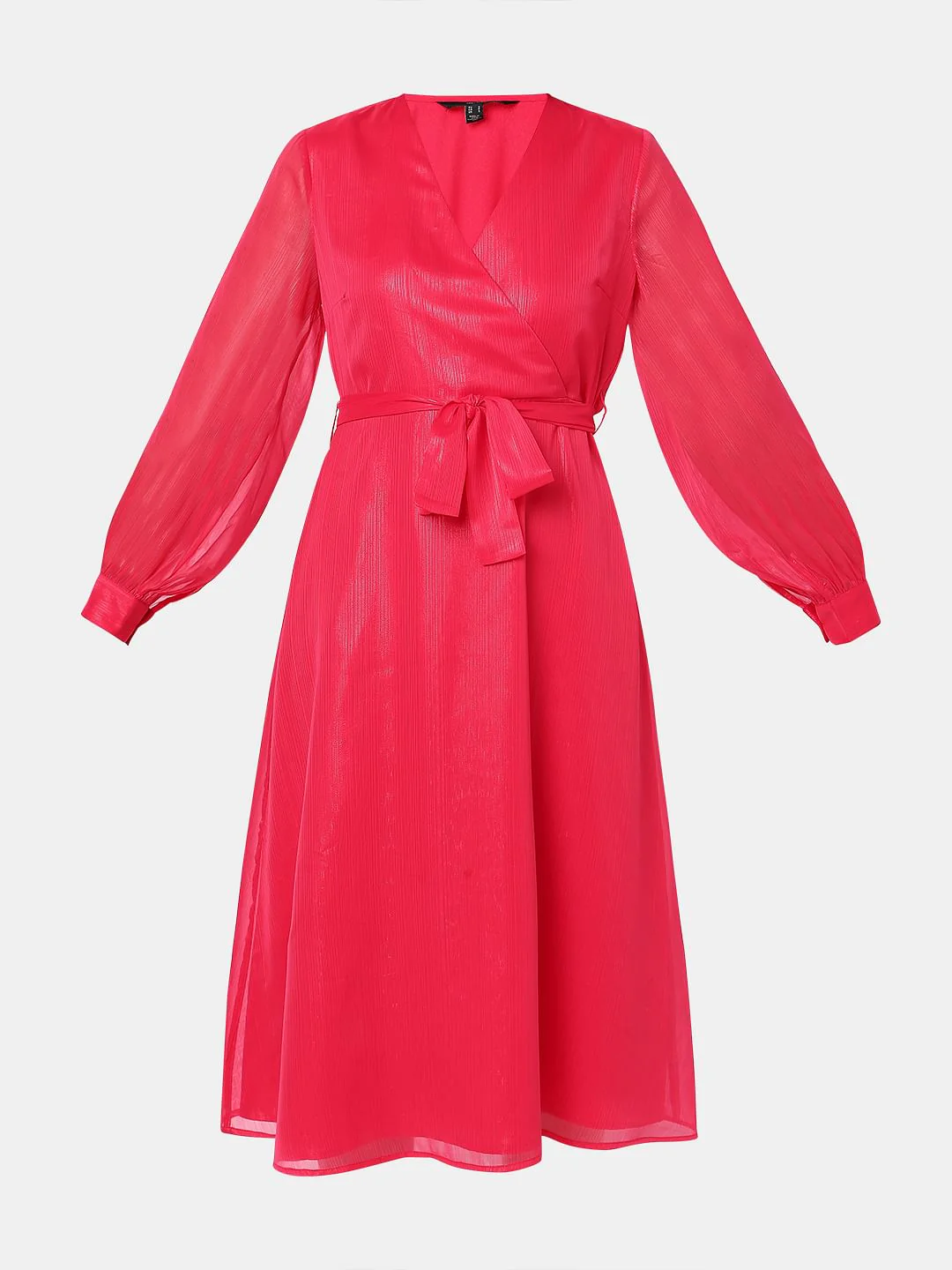 Berry Pink V-Neck Midi Dress - Image 6