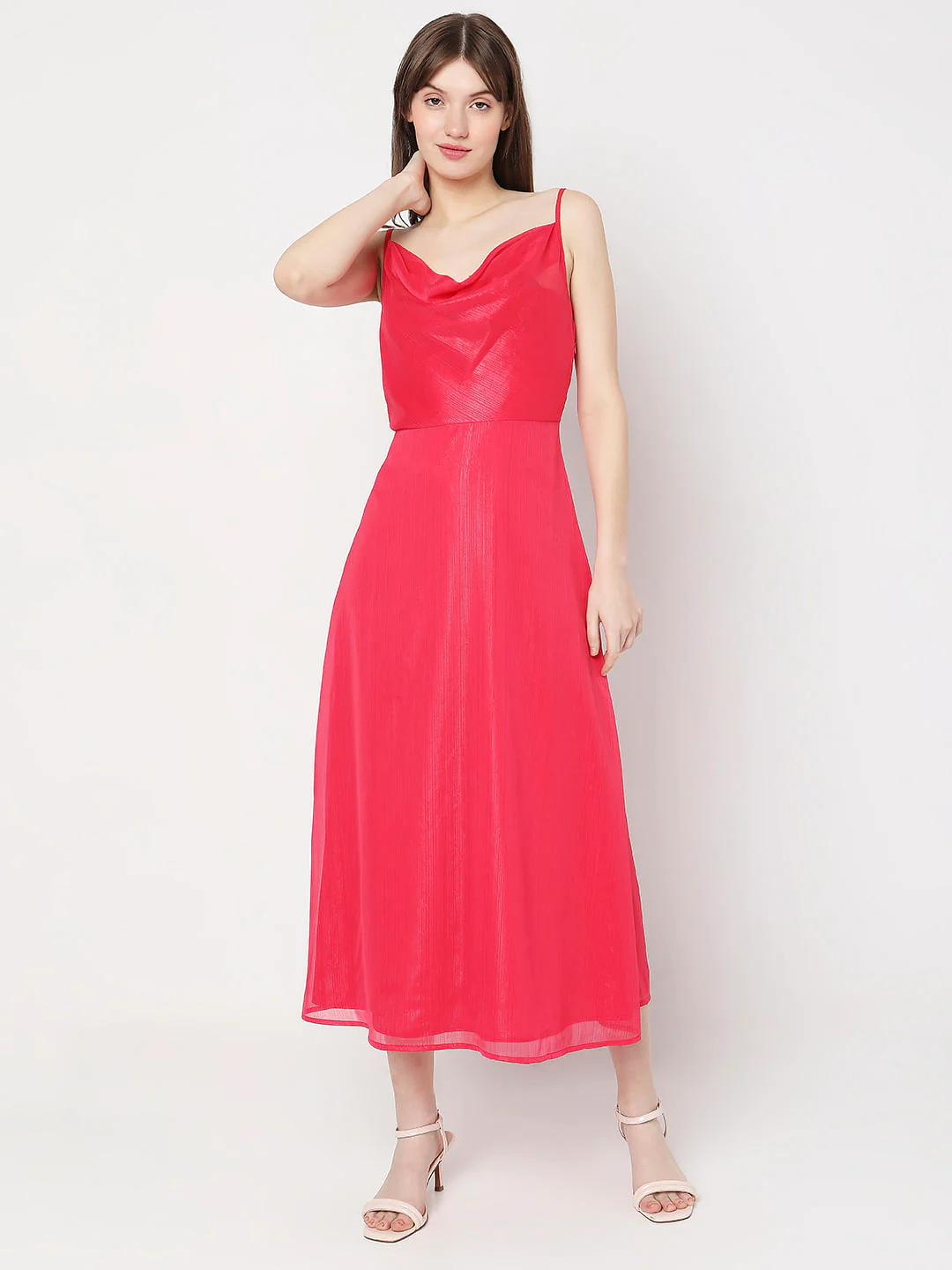 Red Cowl Neck Maxi Dress - Image 2