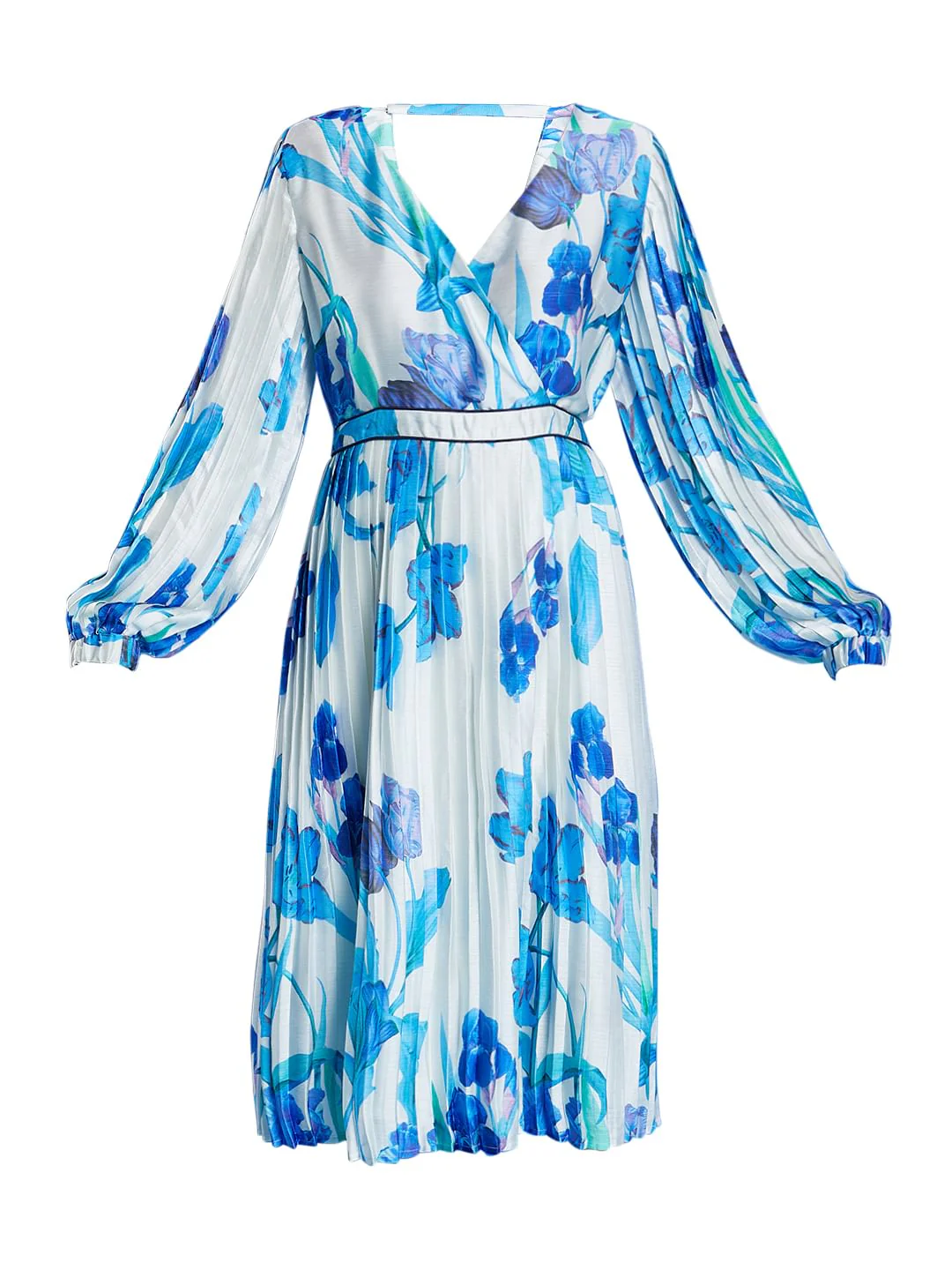 Marquee White Pleated Floral Midi Dress - Image 6