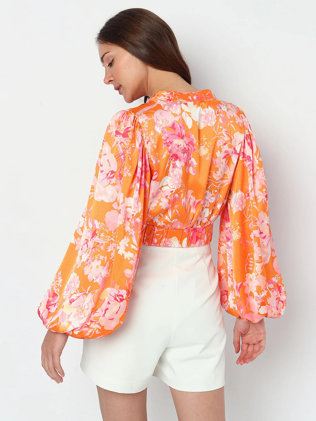 Orange Floral Crop Top - Image 4
