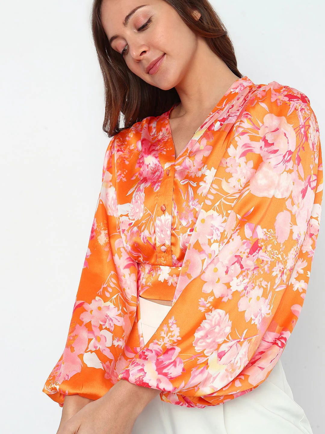 Orange Floral Crop Top - Image 6