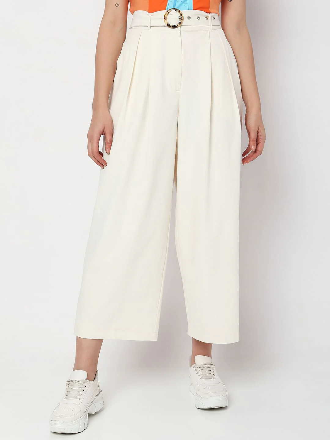 Beige High Rise Wide Leg Pants - Image 2
