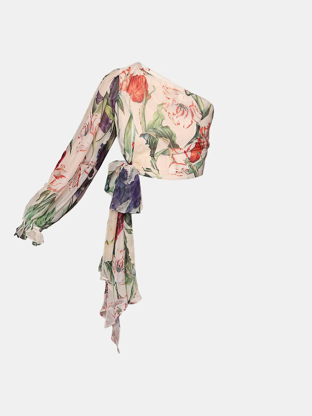 Marquee Beige Floral One-Shoulder Top - Image 7