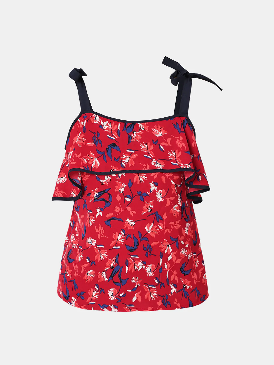 Red Floral Tie-Up Top - Image 7