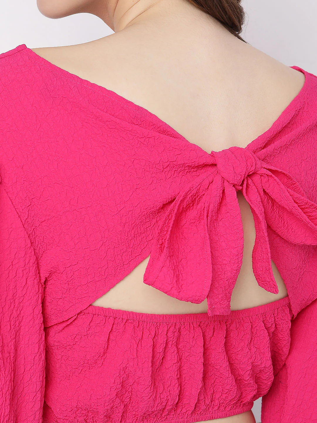 Pink Textured Crop Top - Image 8