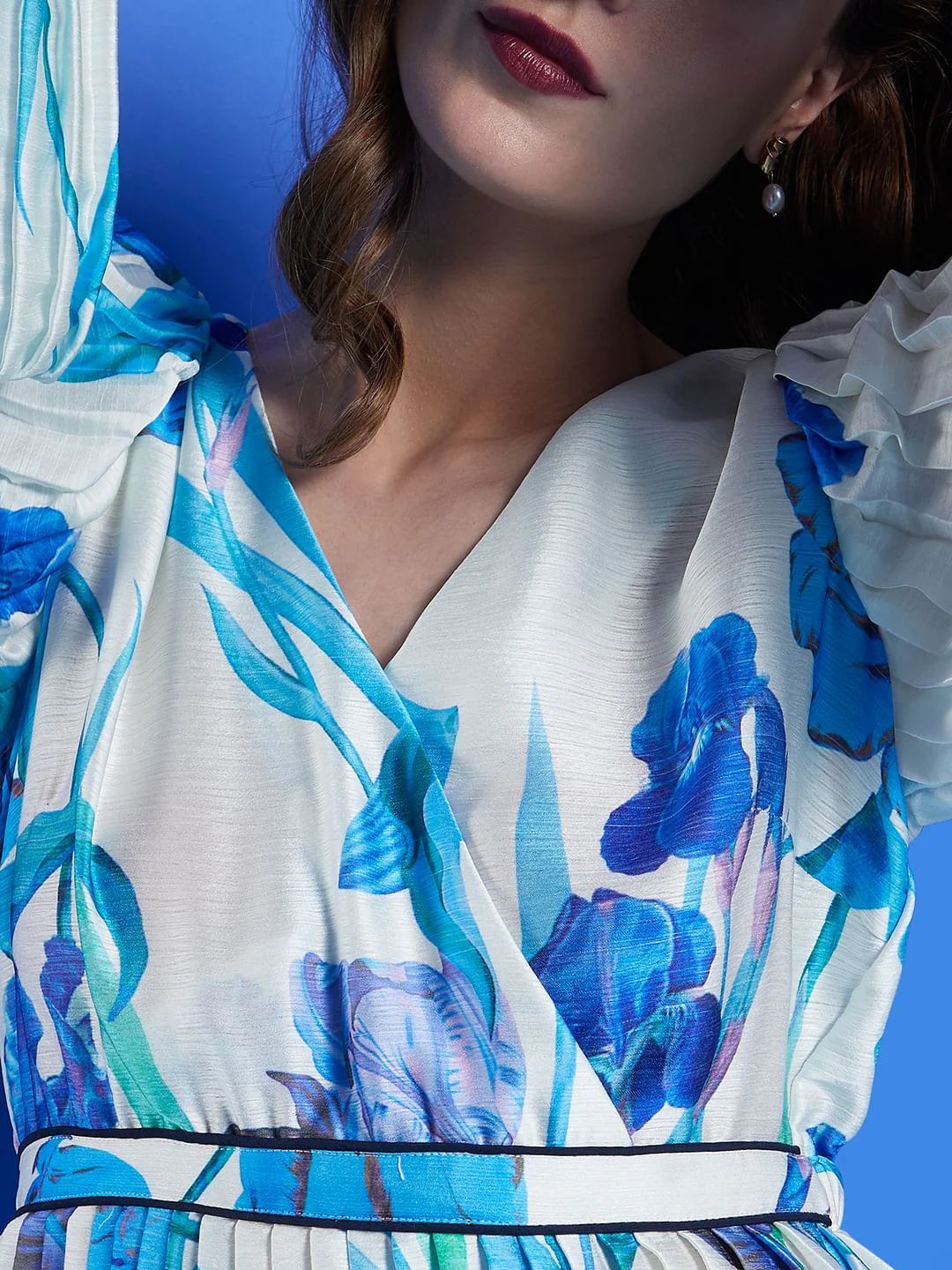 White Pleated Floral Top - Image 6