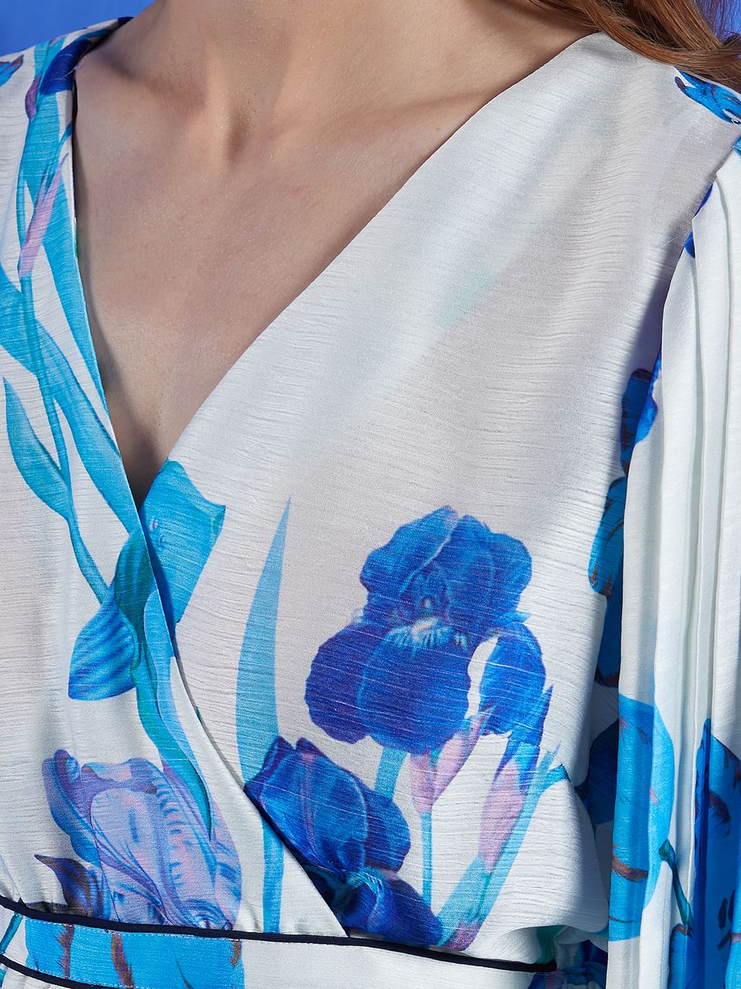 White Pleated Floral Top - Image 8