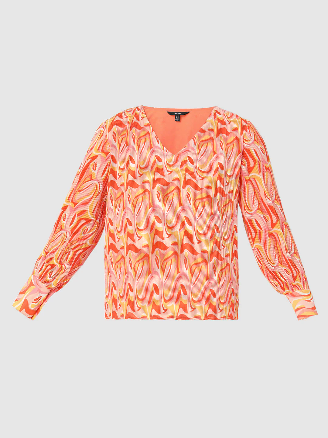 Orange Printed Pleated Top - Image 7
