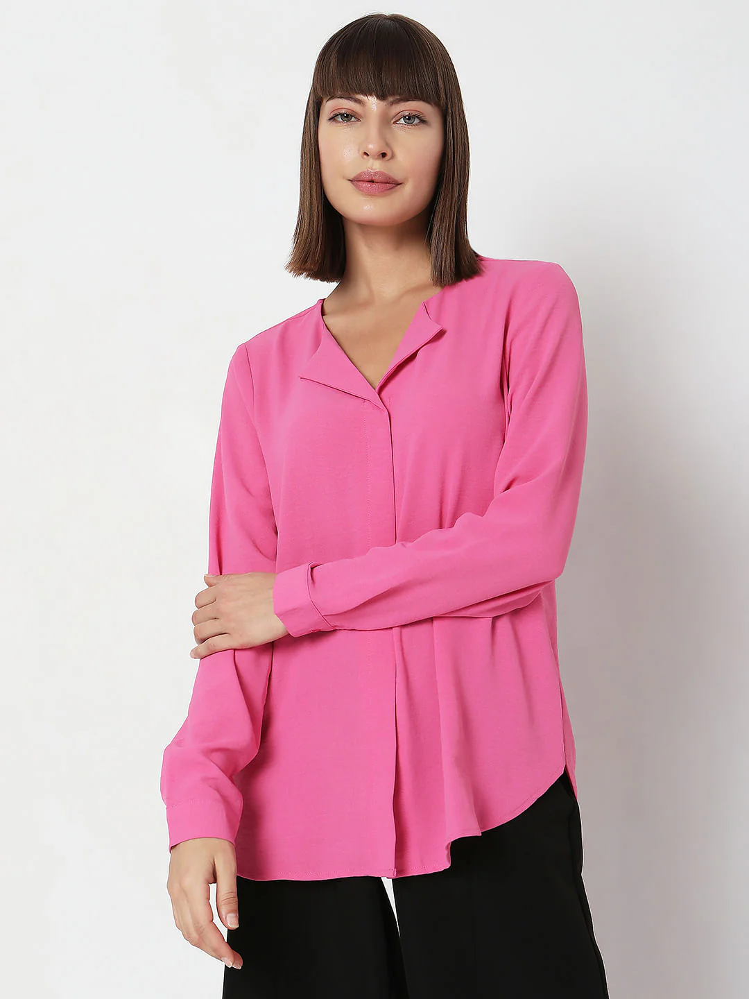 Pink Folded Collar Top - Image 2