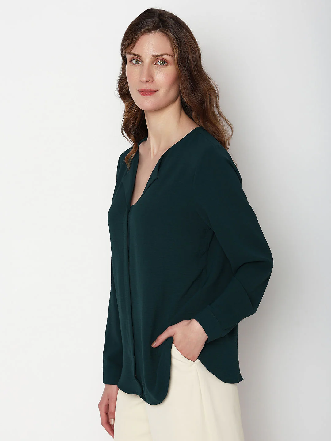 Dark Green Solid Shirt - Image 3