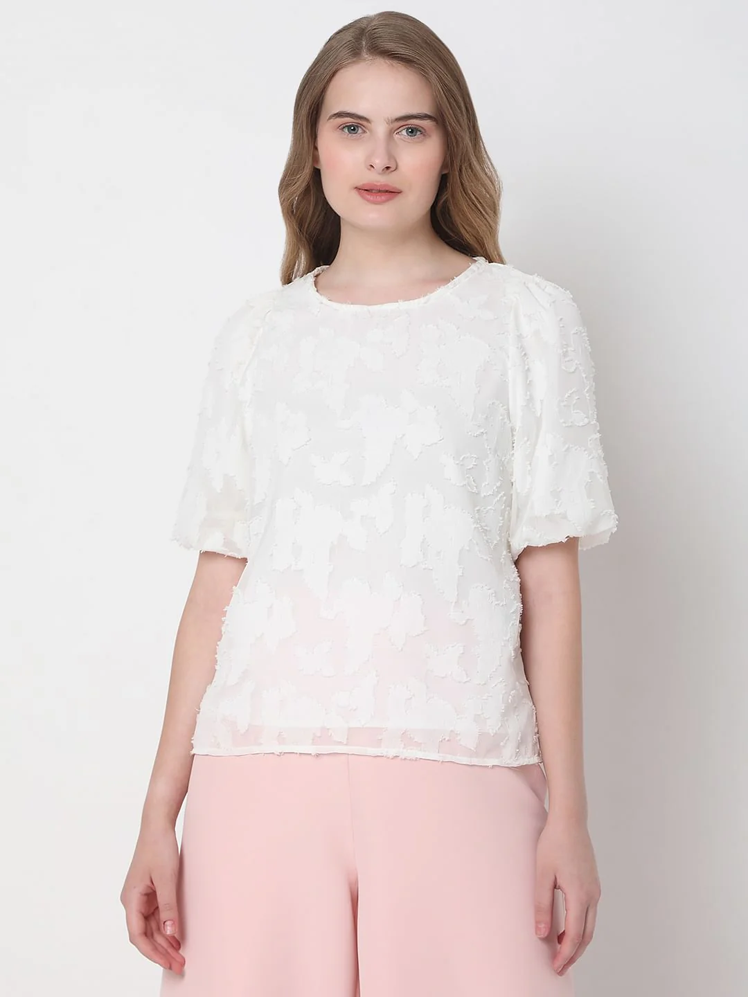 White Abstract Print Top - Image 2