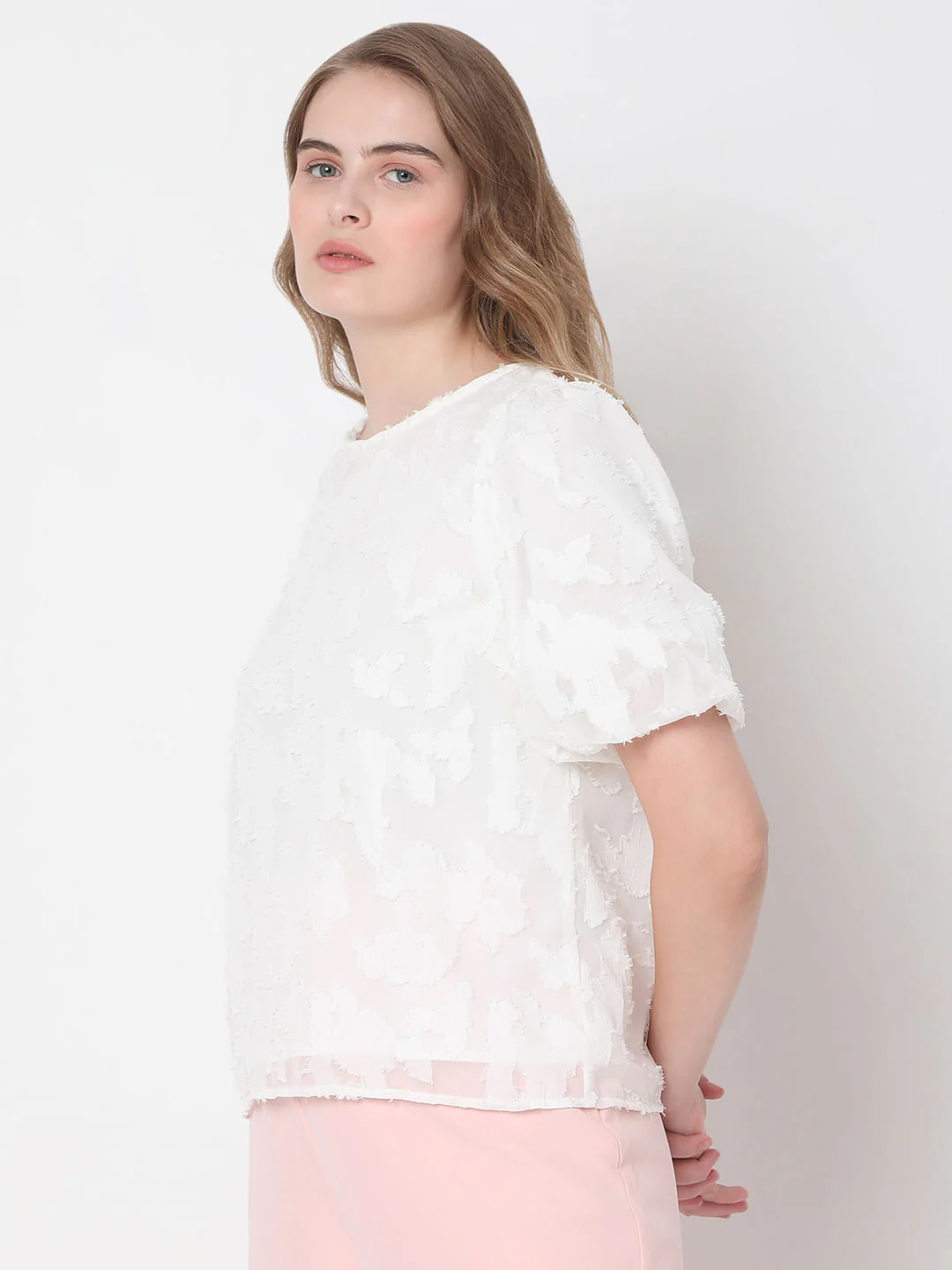 White Abstract Print Top - Image 3