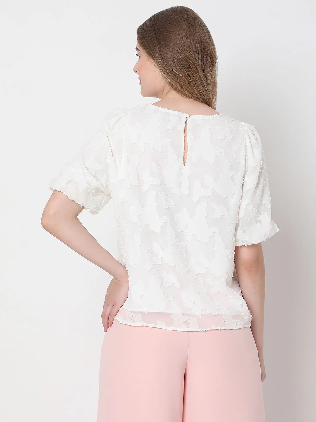 White Abstract Print Top - Image 4