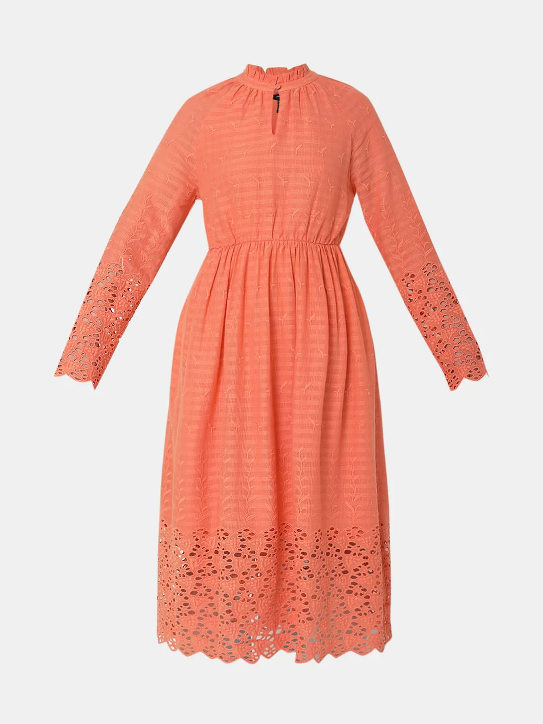 Peach Embroidered Midi Dress - Image 6