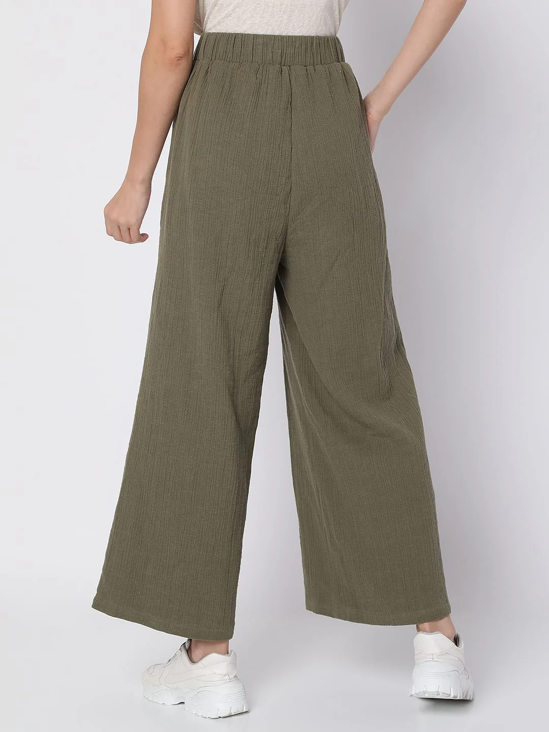 Green High Rise Wide Leg Pants - Image 4