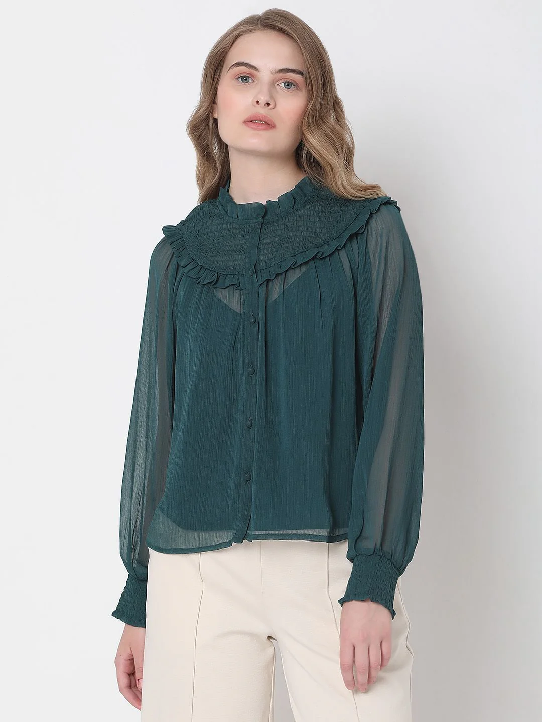 Green Smocked Top - Image 2