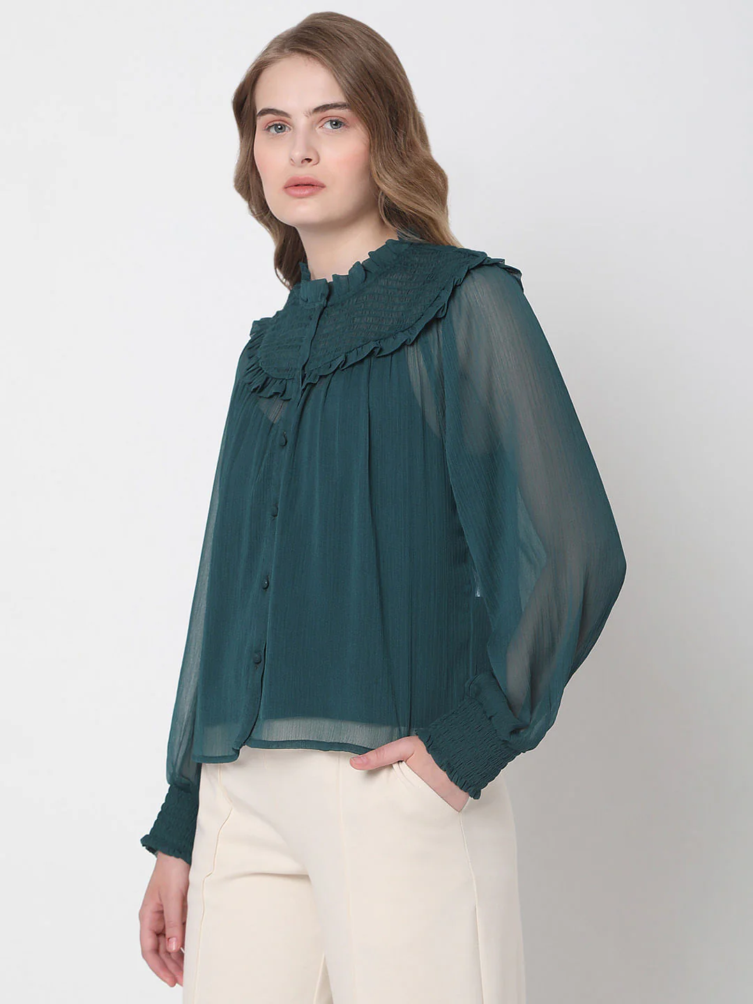 Green Smocked Top - Image 3
