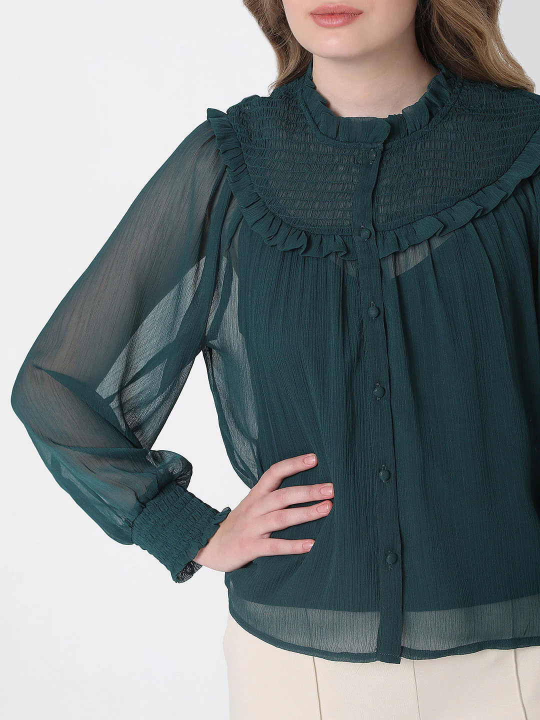 Green Smocked Top - Image 6