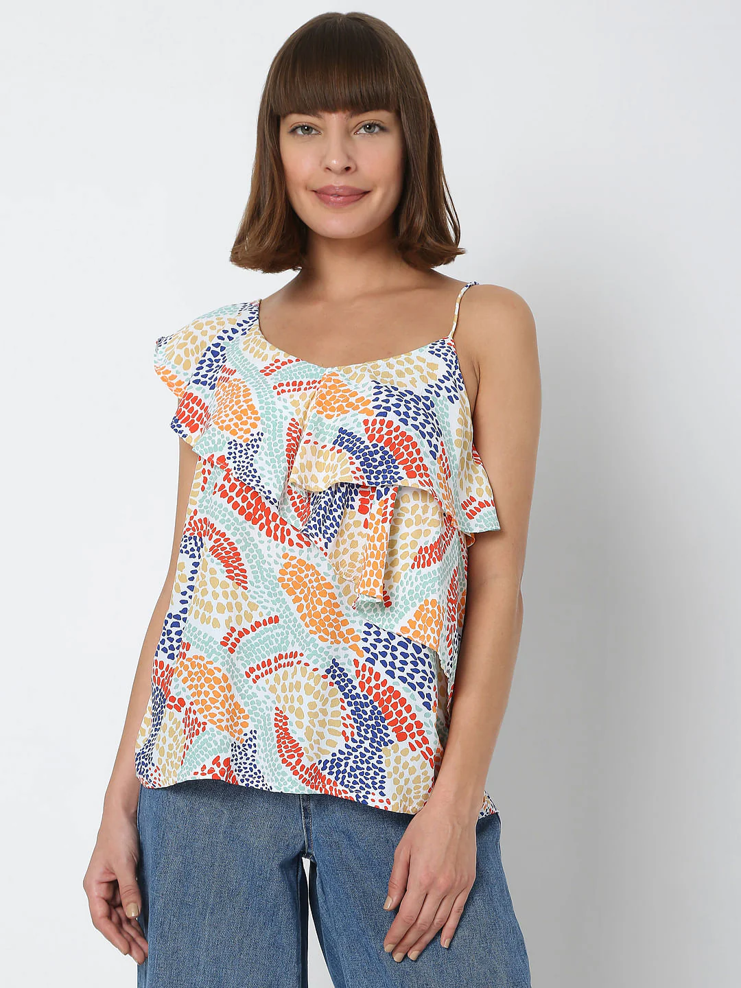 White Abstract Print Top - Image 2