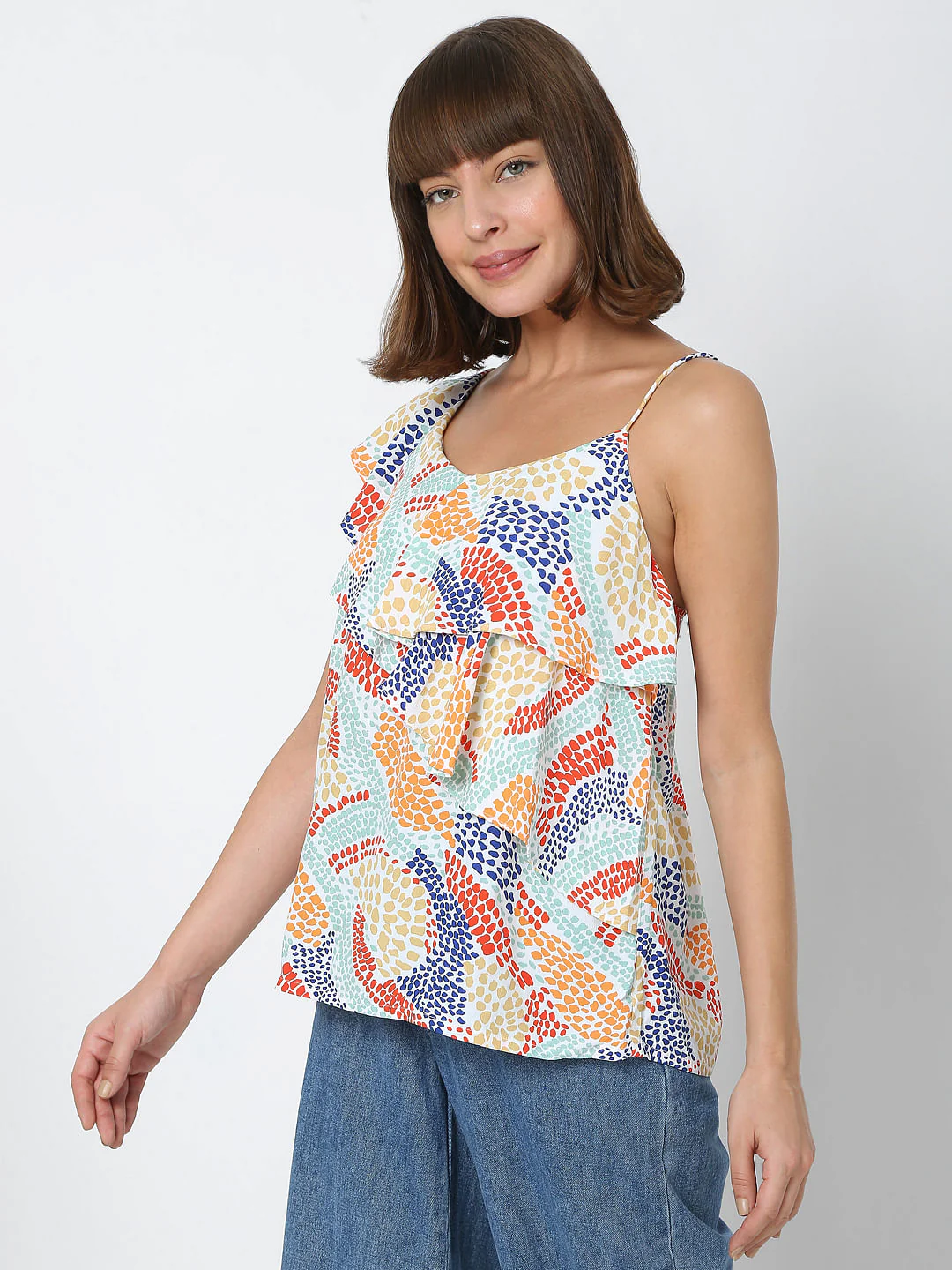 White Abstract Print Top - Image 3