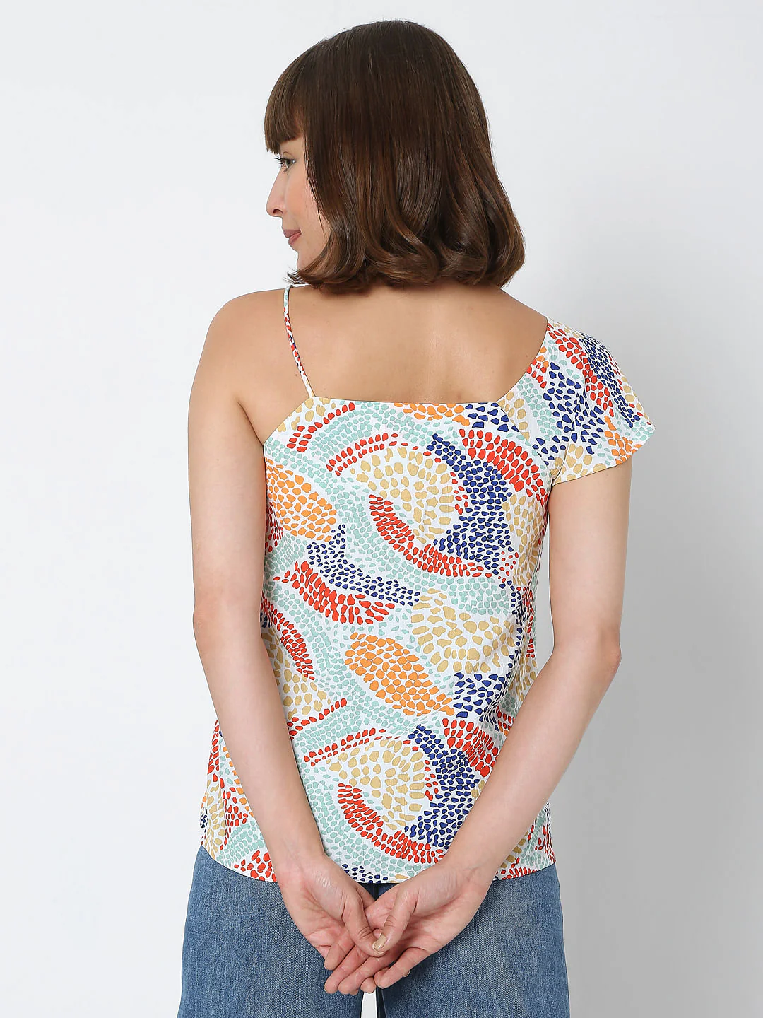 White Abstract Print Top - Image 4