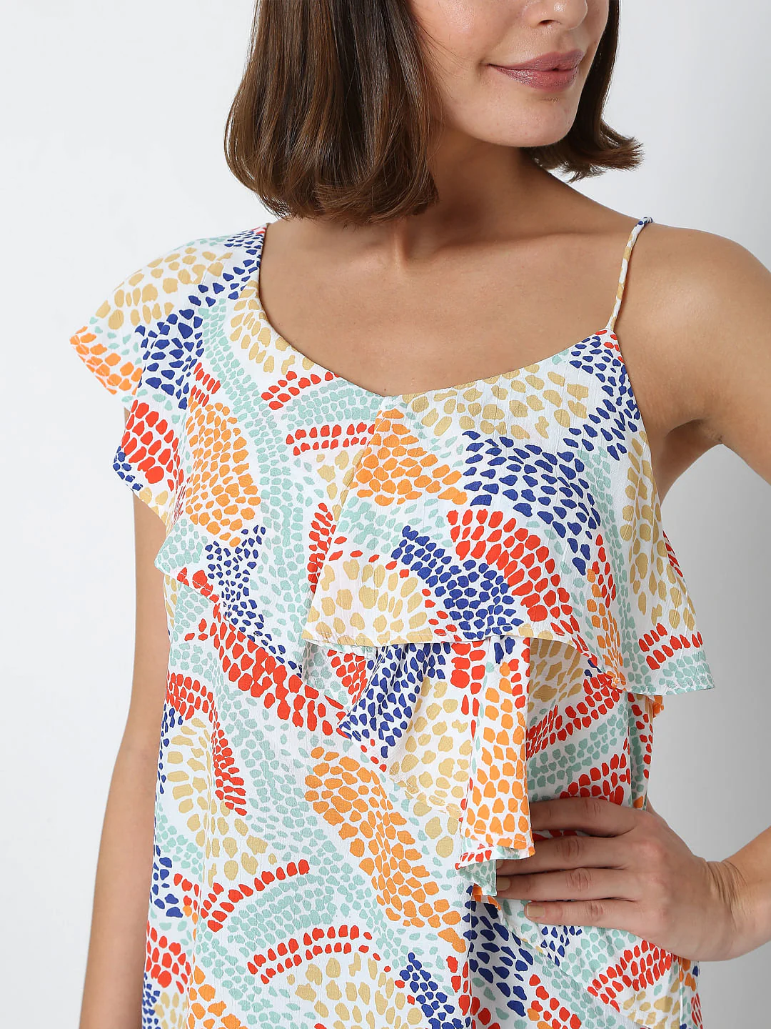 White Abstract Print Top - Image 6