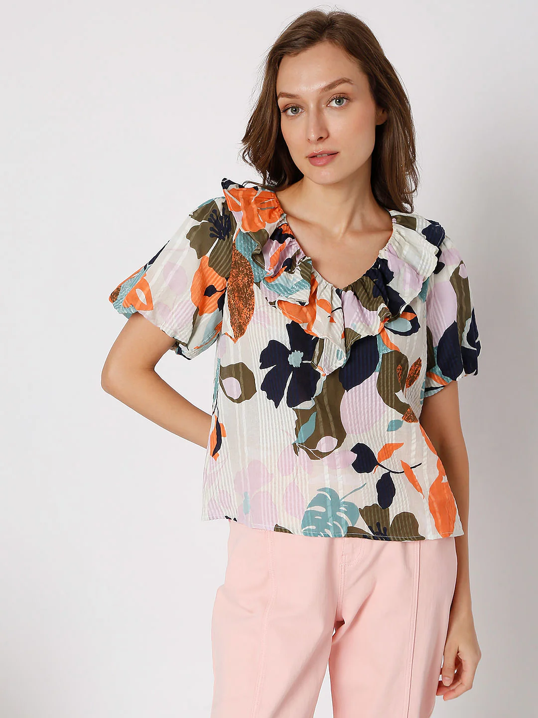 Beige Floral Print Top - Image 2