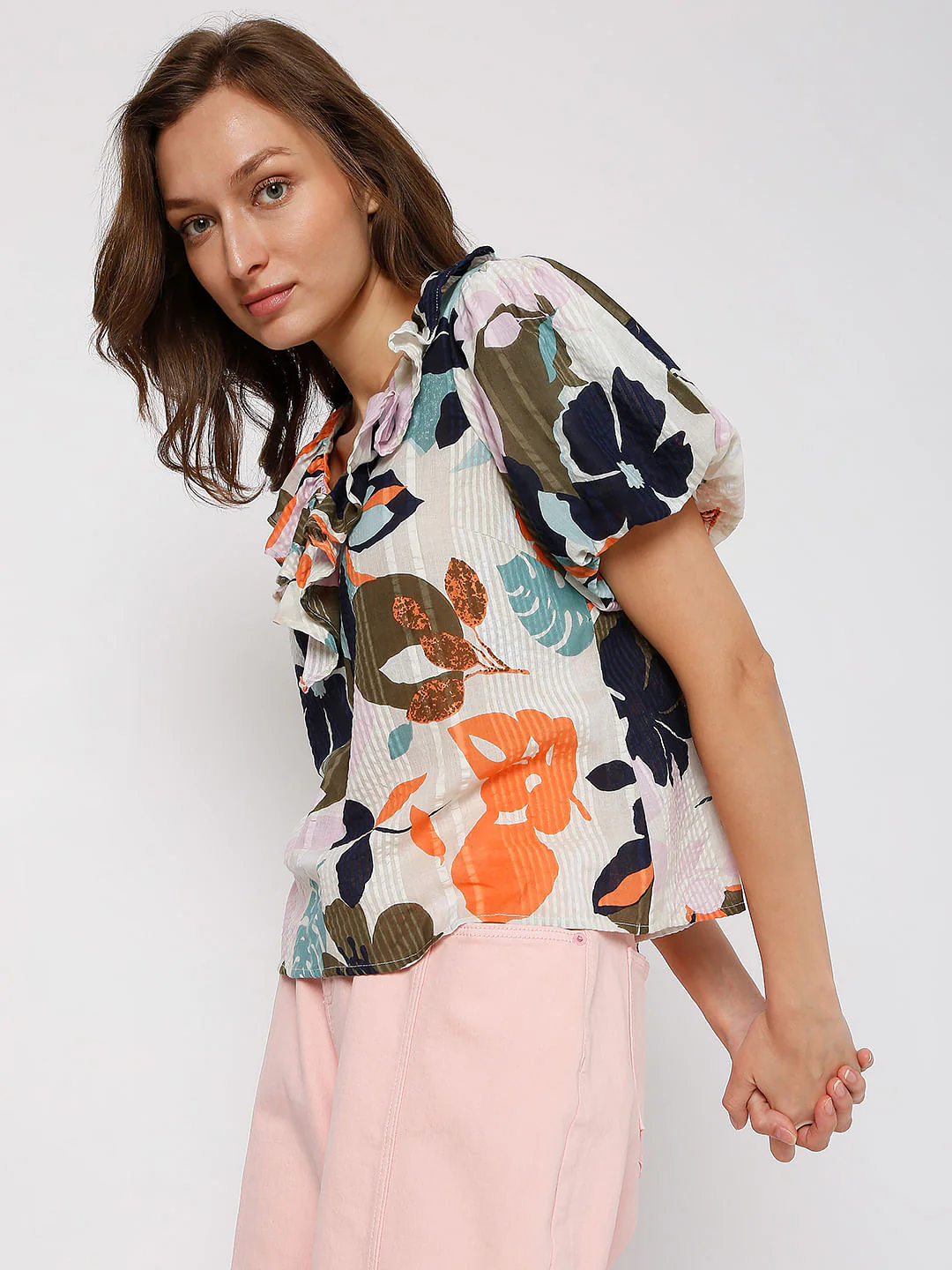 Beige Floral Print Top - Image 3