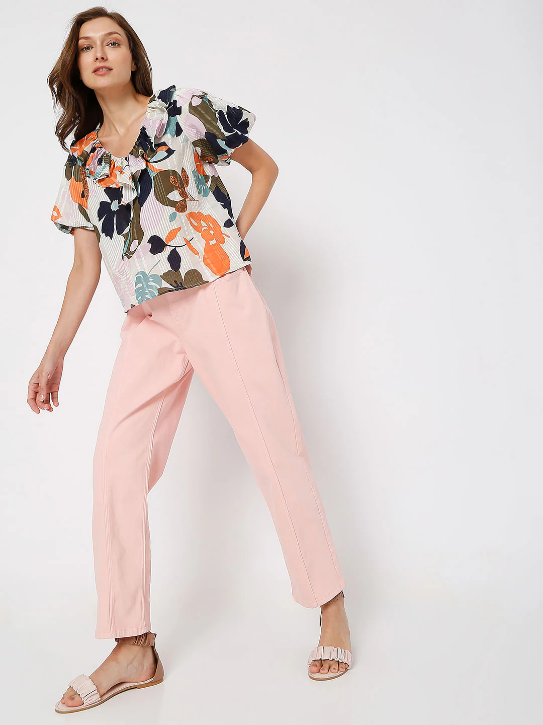 Beige Floral Print Top - Image 5