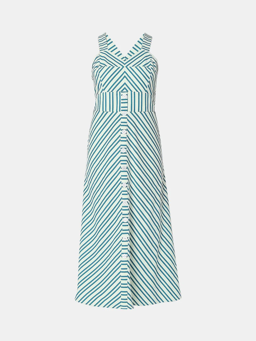 Blue Striped Midi Dress - Image 6