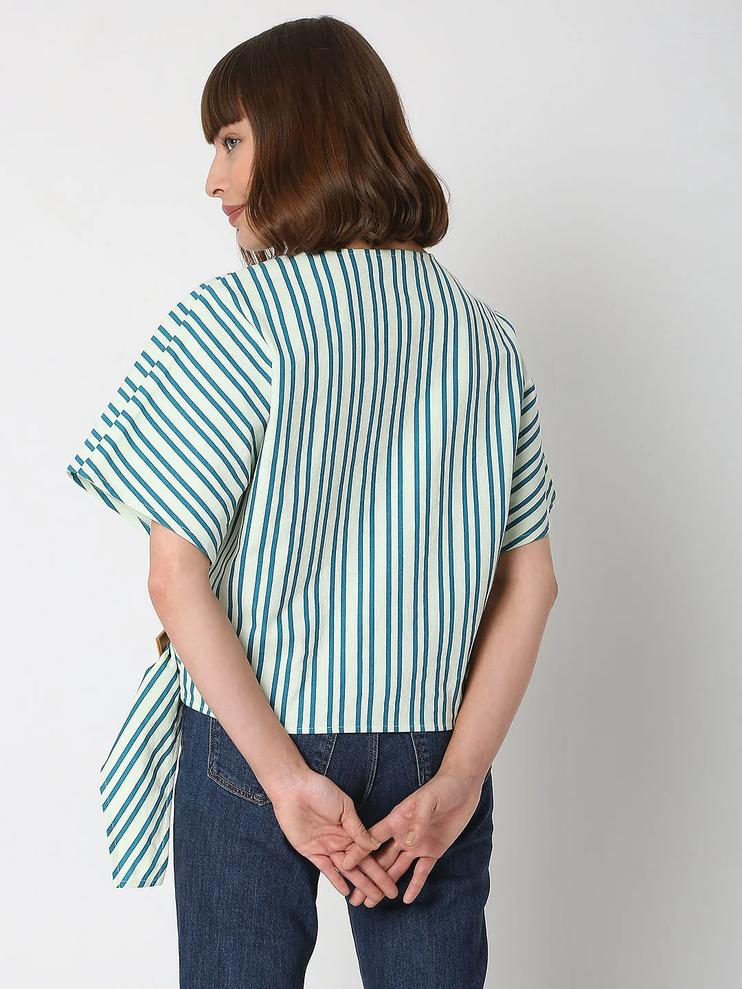 Green Striped Wrap Top - Image 4
