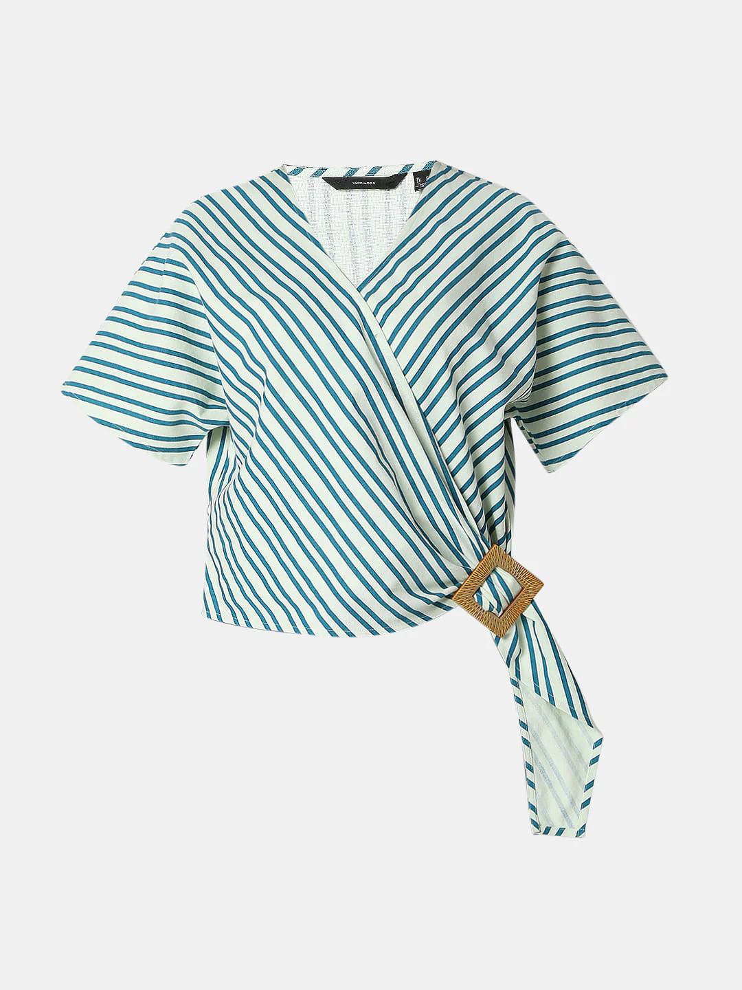 Green Striped Wrap Top - Image 7